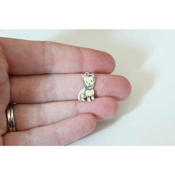 Sterling Silver Yorkie Dog Charm, Silver Yorkie Dog Charm, Yorkie Dog Charm - Picture 2 of 4